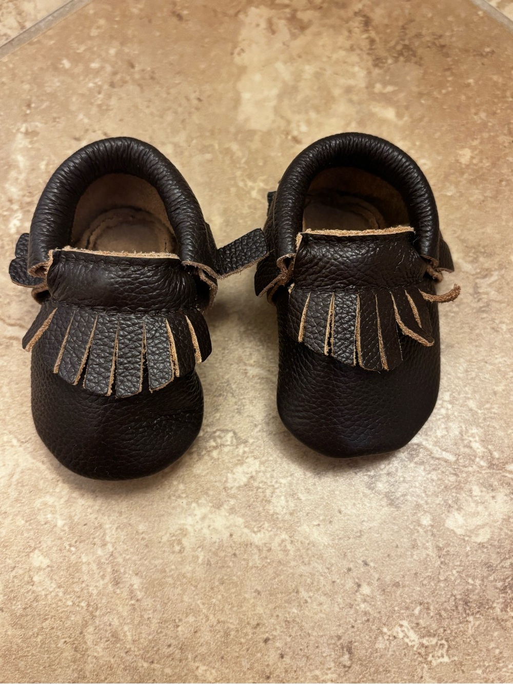 Baby brown Leather Fringe Moccasins